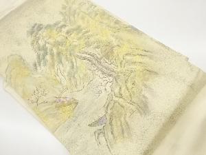 引箔螺鈿松・岩山に梅・離れ模様名古屋帯